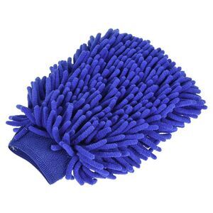 Microfiber Chenille Wash Mitten Double Sided Large Dusting Gloves, Dark Blue
